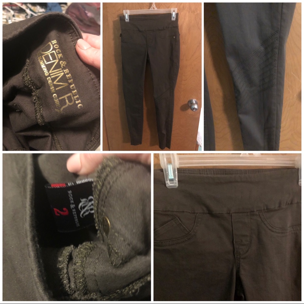 Rick & republic olive green pull on jeans